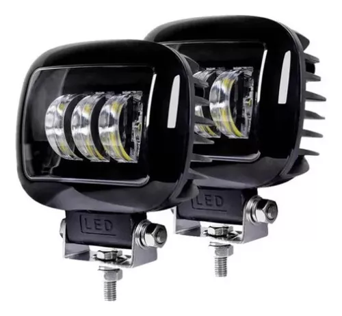 1 Par Faros Cuadrado 3 Led 5 30w Lupa 6d Moto