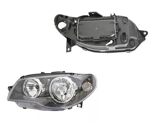 Faro Negra Cromada Izquierda Para Fiat Palio/siena 2005-2007